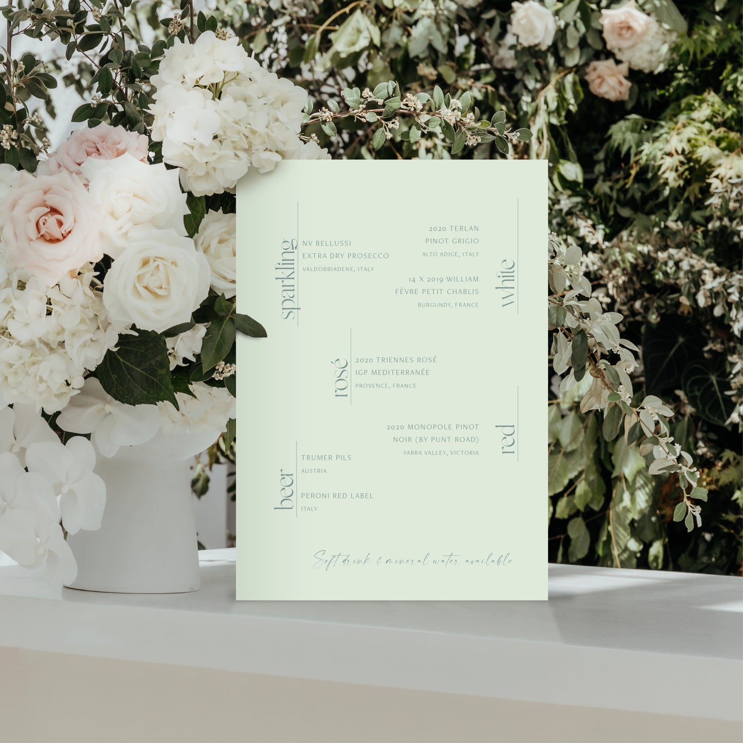 Modern elegant bar menu