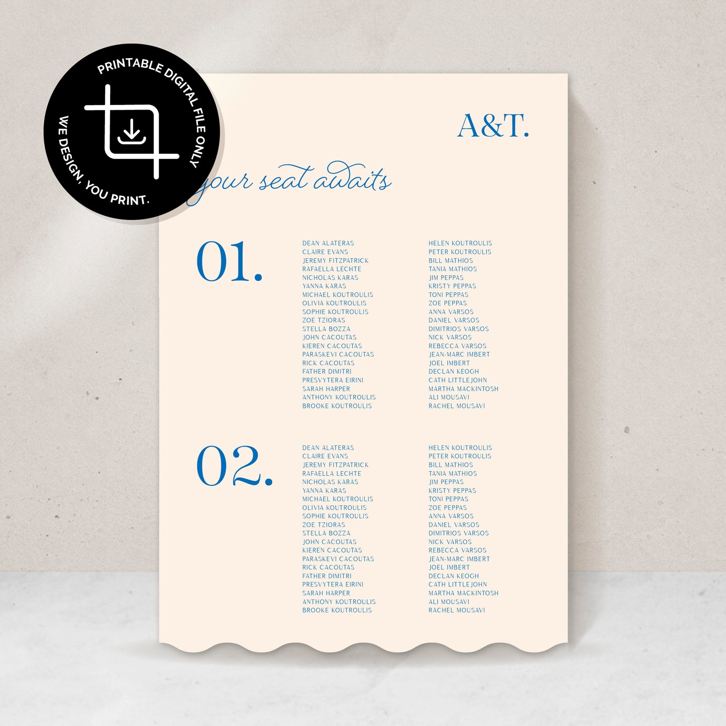 Ainsley Seating Sign - Digital file only