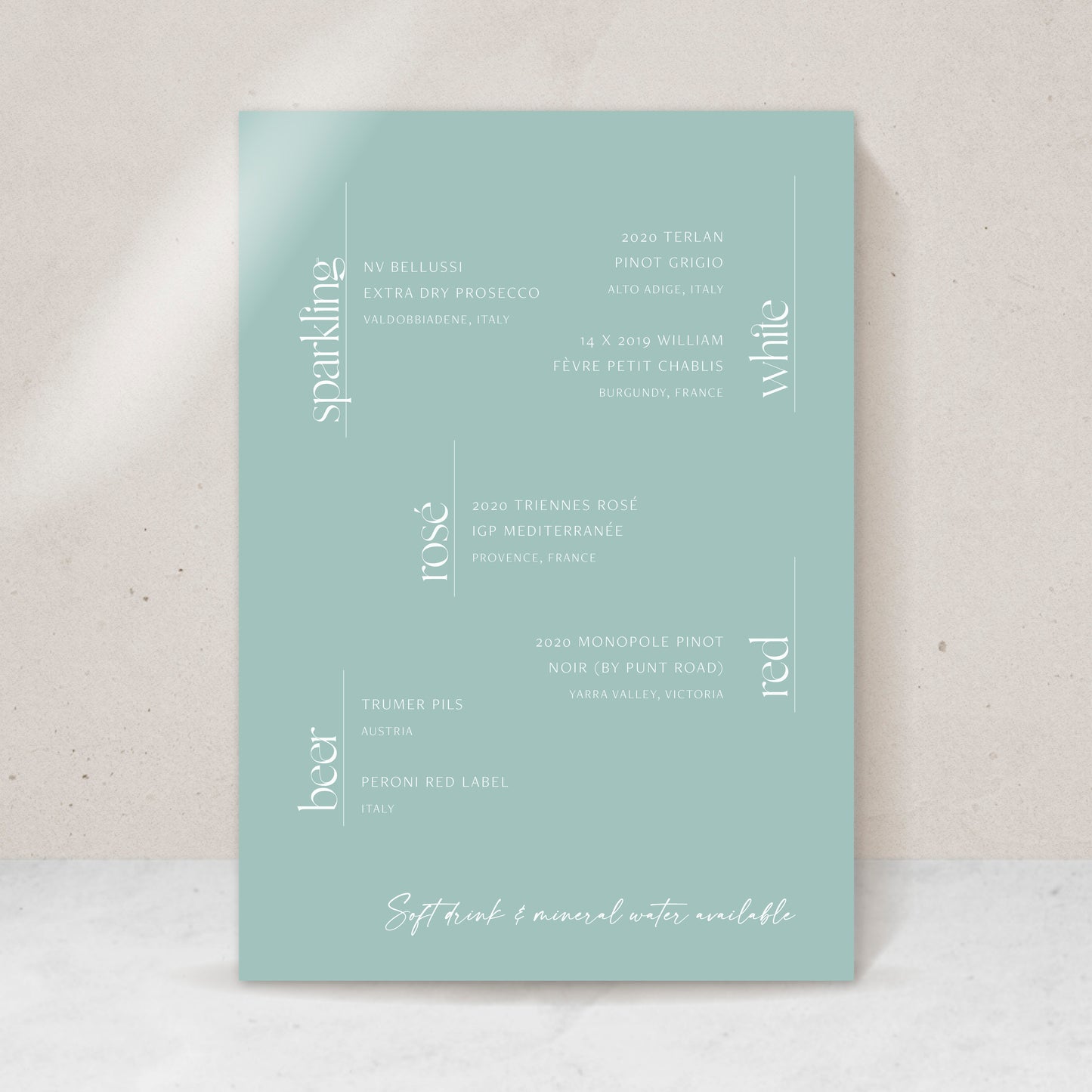 Agape Table Drinks Menu