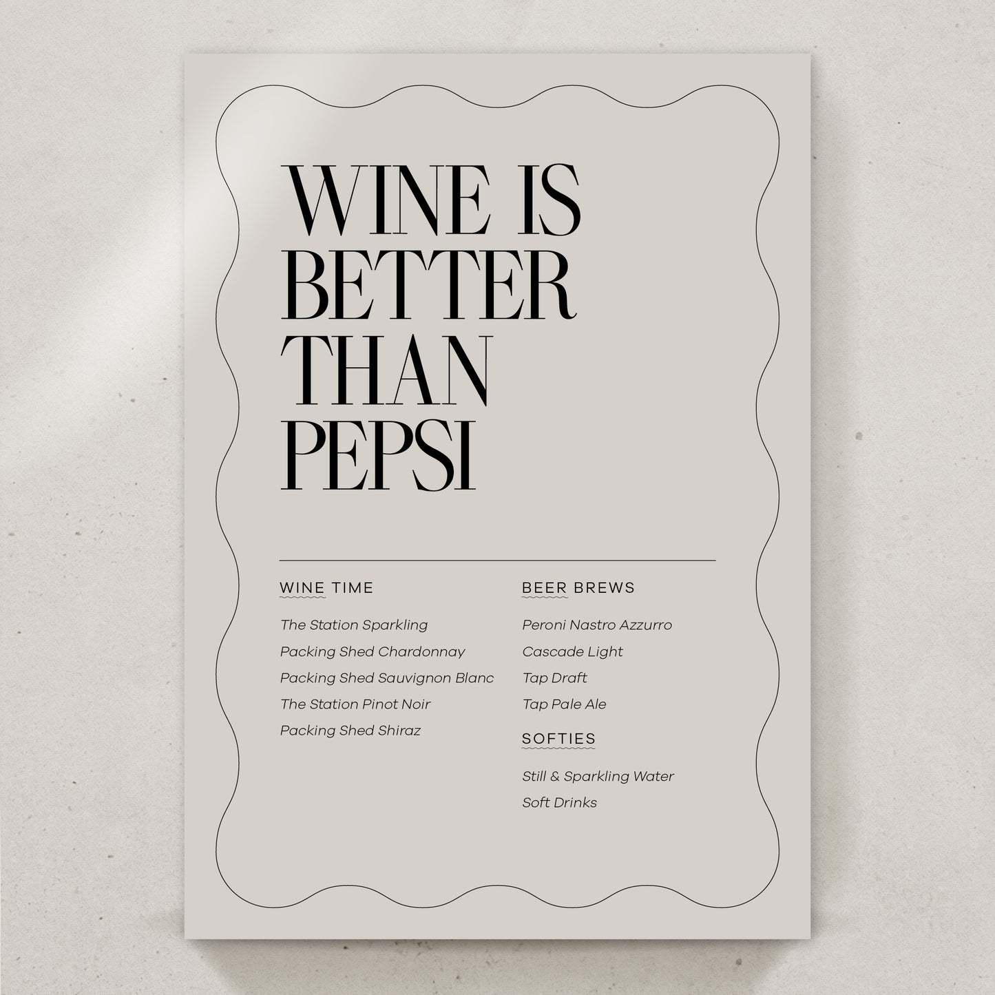 Ciel Table Drinks Menu