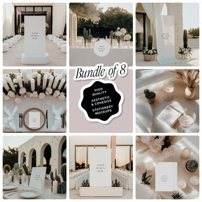 8 x Wedding/Event Stationery 'Cactus Corte' Bundle Mockups