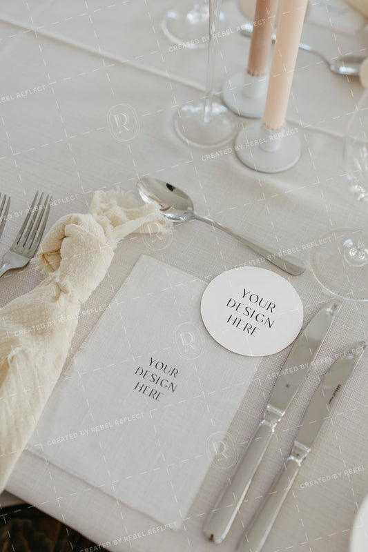 Wedding Stationery Menu Mockup Linen + Placecard