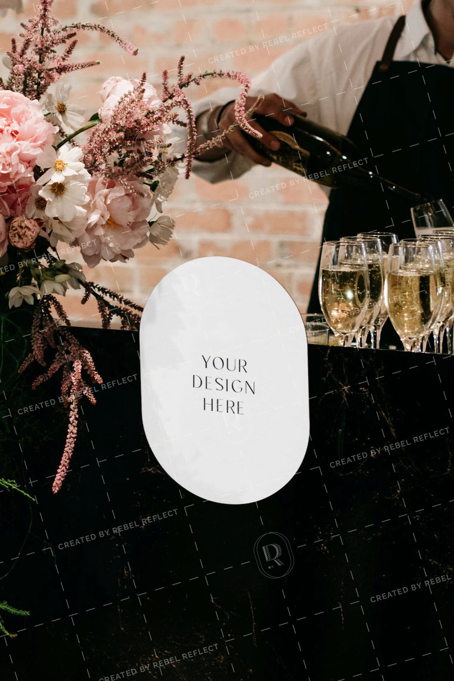 Wedding Stationery Bar Sign Mockup Pill Shape