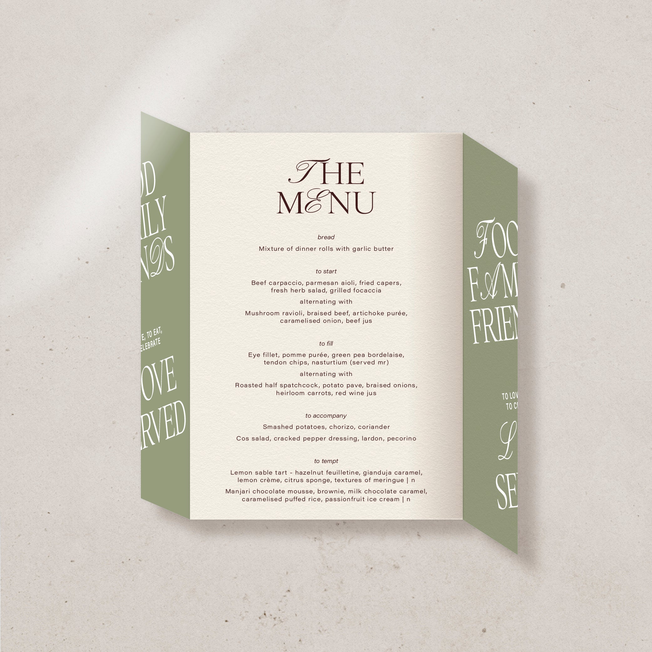 Morii Table Menu