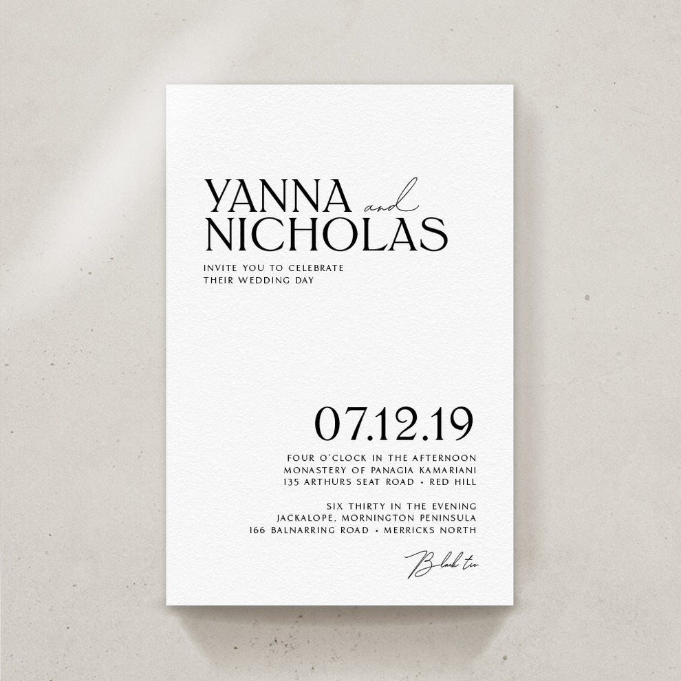 Yanna Invitation - Modern Weddings / Free delivery available